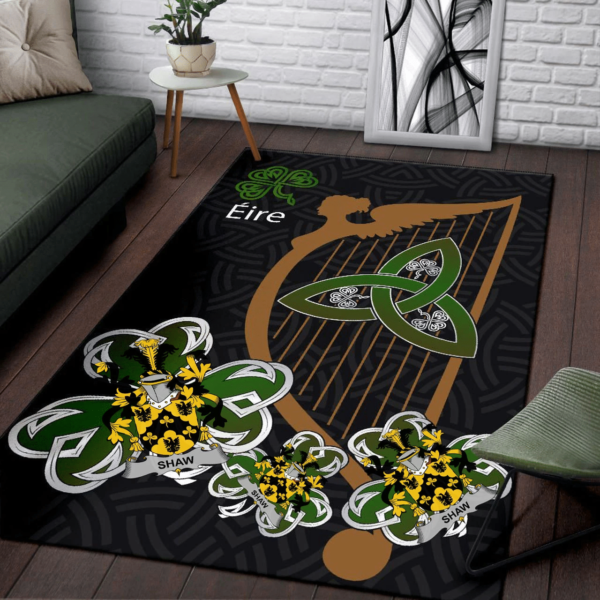 Ireland Area Rug - Shaw Family Crest Area Rug - Harp And Shamrock - Image 3