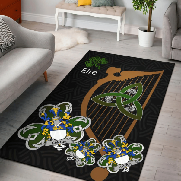 Ireland Area Rug - Canton Family Crest Area Rug - Harp And Shamrock - Image 2