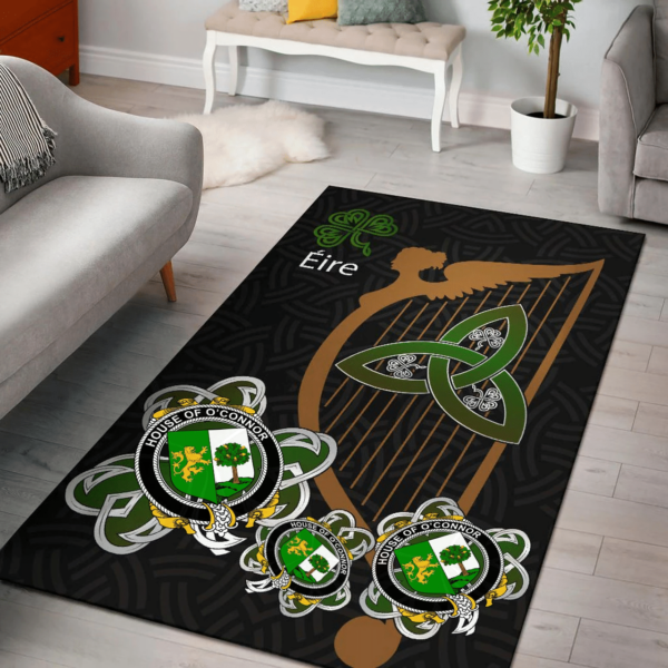 Ireland Area Rug - House of O'CONNOR (Sligo) Family Crest Area Rug - Harp And Shamrock - Image 2