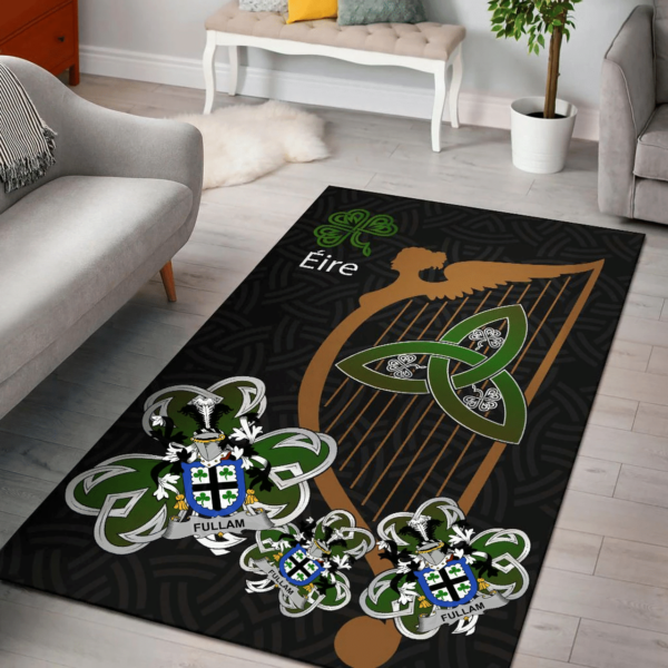 Ireland Area Rug - Fullam Family Crest Area Rug - Harp And Shamrock - Image 2