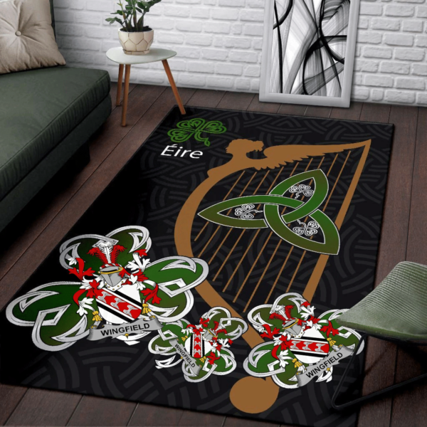 Ireland Area Rug - Wingfield Family Crest Area Rug - Harp And Shamrock - Image 3