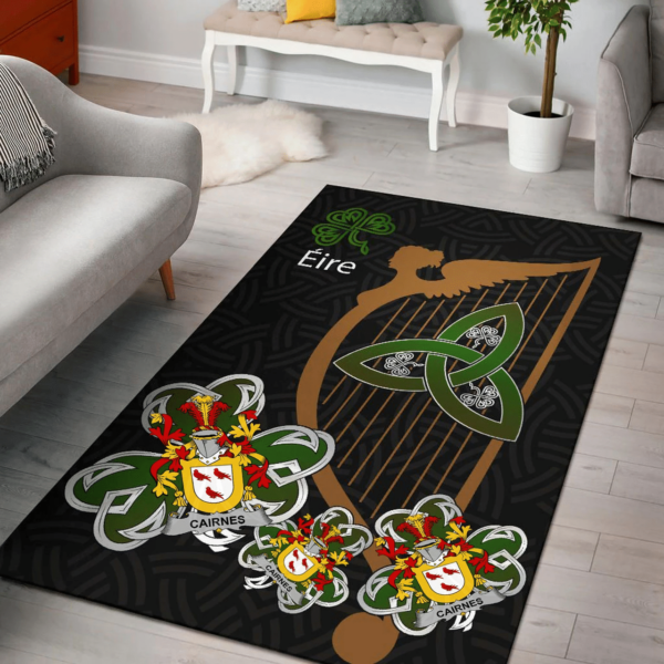 Ireland Area Rug - Cairnes Family Crest Area Rug - Harp And Shamrock - Image 2