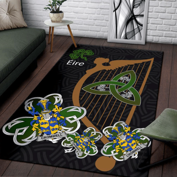 Ireland Area Rug - Cromwell Family Crest Area Rug - Harp And Shamrock - Image 3