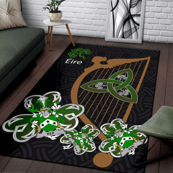 Ireland Area Rug - Ker Family Crest Area Rug - Harp And Shamrock - Image 3