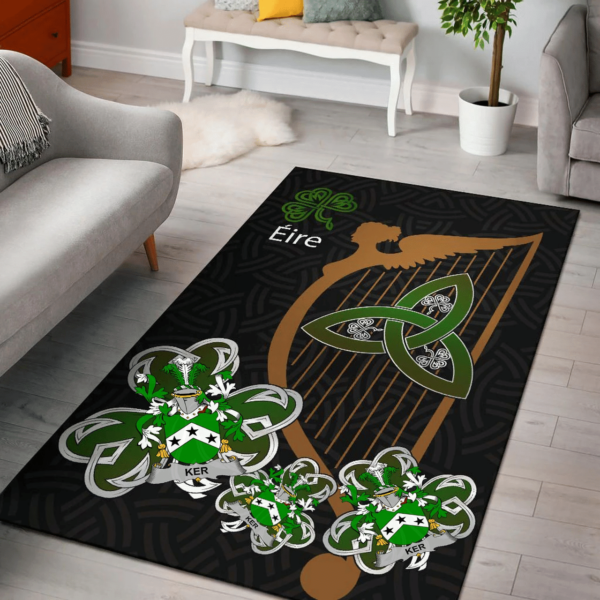 Ireland Area Rug - Ker Family Crest Area Rug - Harp And Shamrock - Image 2