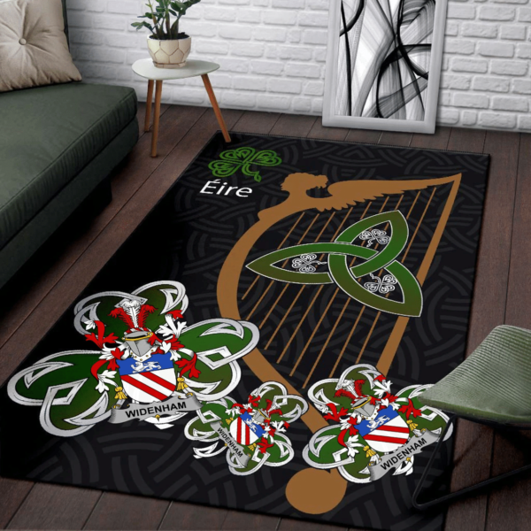 Ireland Area Rug - Widenham Family Crest Area Rug - Harp And Shamrock - Image 3