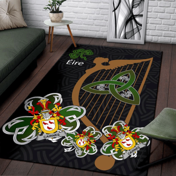 Ireland Area Rug - Cairnes Family Crest Area Rug - Harp And Shamrock - Image 3