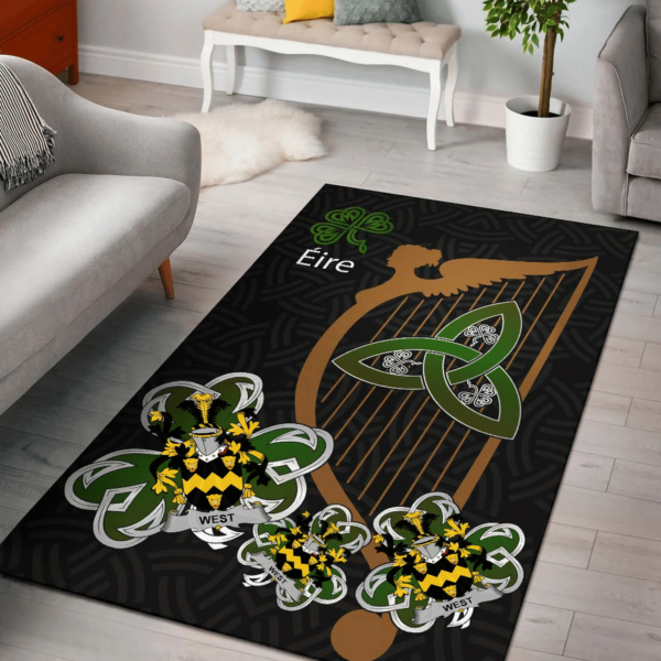 Ireland Area Rug - West Family Crest Area Rug - Harp And Shamrock - Image 2