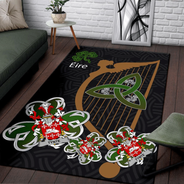 Ireland Area Rug - Tynte Family Crest Area Rug - Harp And Shamrock - Image 3