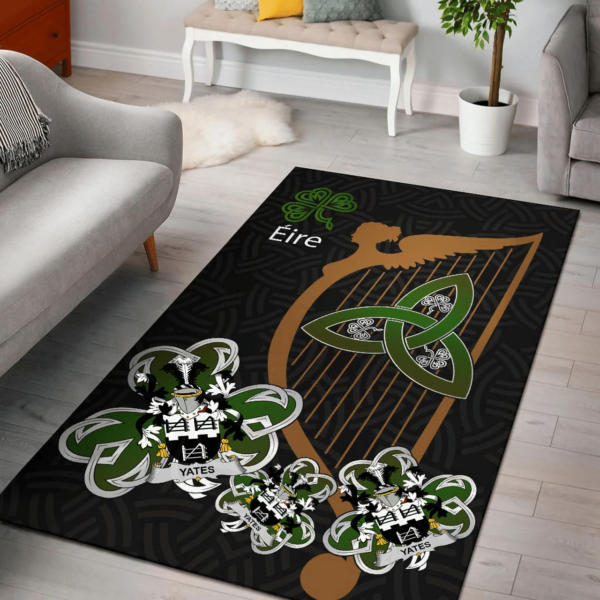 Ireland Area Rug - Yeates Family Crest Area Rug - Harp And Shamrock - Image 2