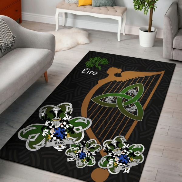 Ireland Area Rug - Hand or McClave Family Crest Area Rug - Harp And Shamrock - Image 2