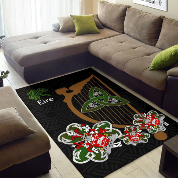 Ireland Area Rug - Tynte Family Crest Area Rug - Harp And Shamrock