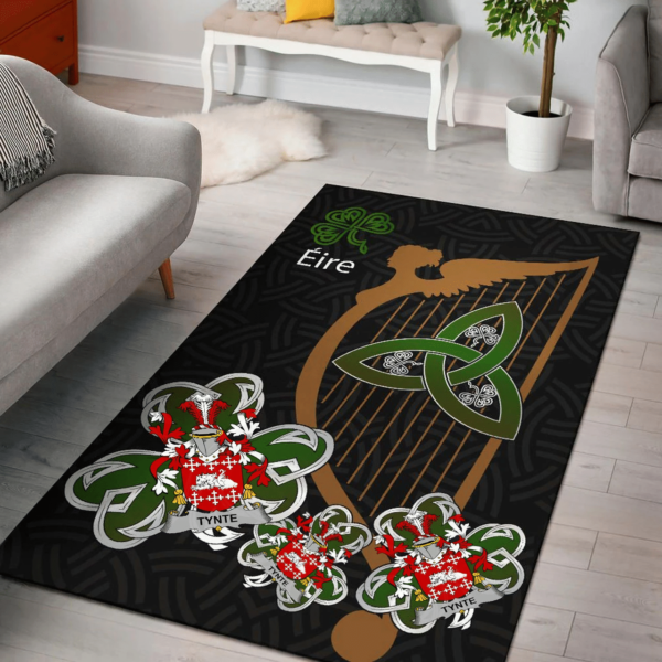 Ireland Area Rug - Tynte Family Crest Area Rug - Harp And Shamrock - Image 2