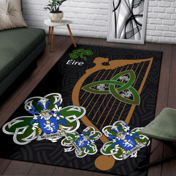 Ireland Area Rug - McDowell Family Crest Area Rug - Harp And Shamrock - Image 3