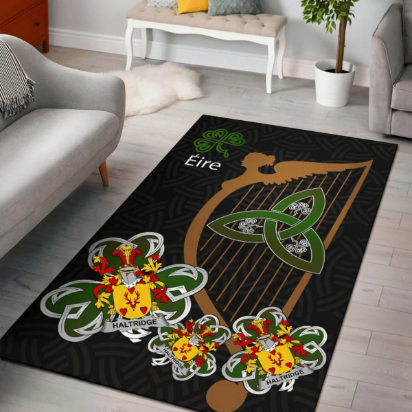 Ireland Area Rug - Haltridge Family Crest Area Rug - Harp And Shamrock - Image 2