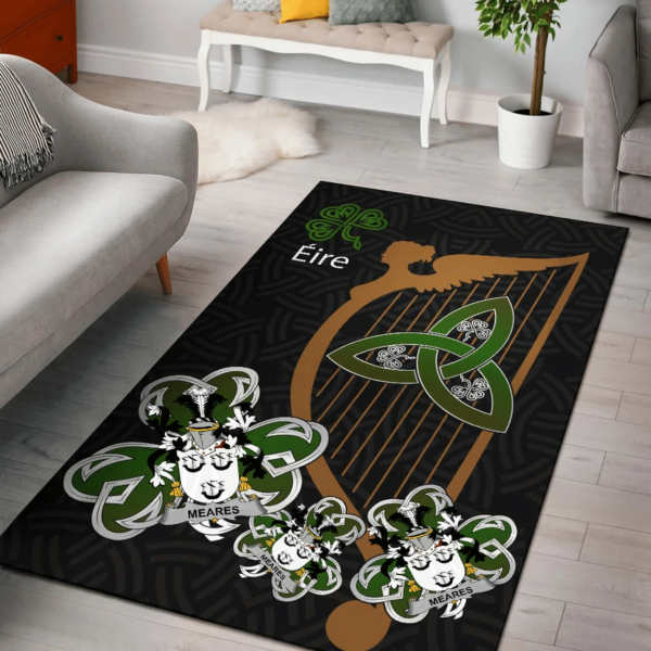 Ireland Area Rug - Meares Family Crest Area Rug - Harp And Shamrock - Image 2