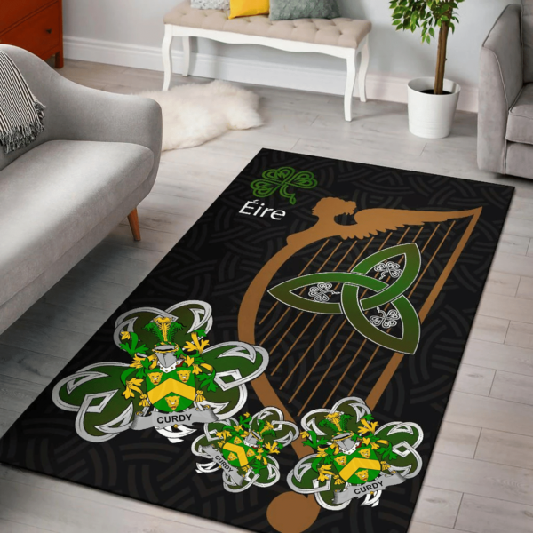 Ireland Area Rug - Curdy or McCurdy Family Crest Area Rug - Harp And Shamrock - Image 2