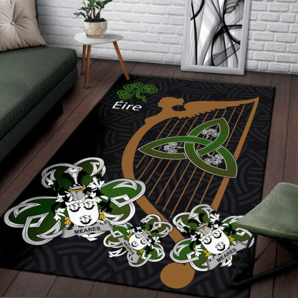 Ireland Area Rug - Meares Family Crest Area Rug - Harp And Shamrock - Image 3