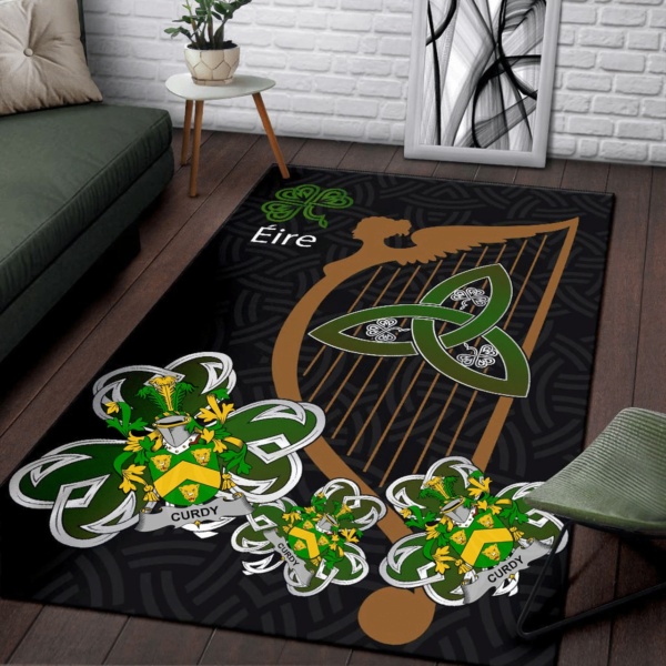 Ireland Area Rug - Curdy or McCurdy Family Crest Area Rug - Harp And Shamrock - Image 3