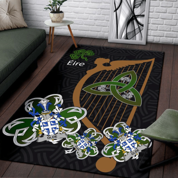 Ireland Area Rug - Olde Family Crest Area Rug - Harp And Shamrock - Image 3