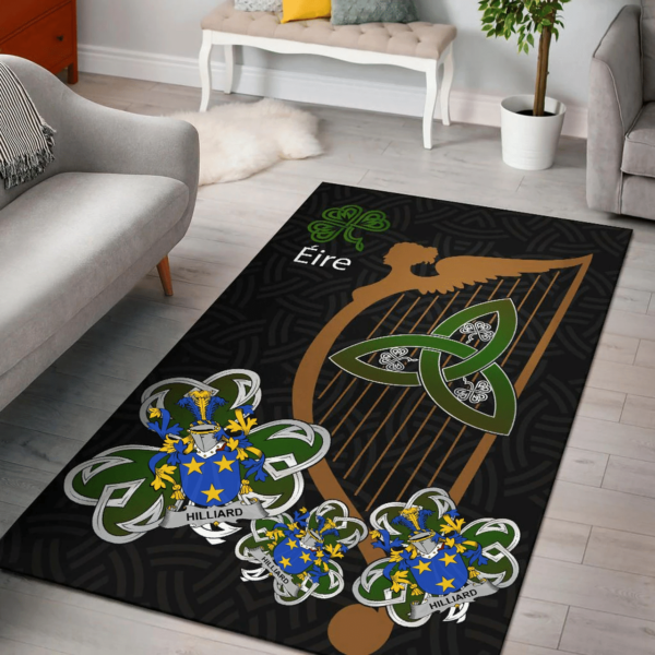 Ireland Area Rug - Hilliard Family Crest Area Rug - Harp And Shamrock - Image 2