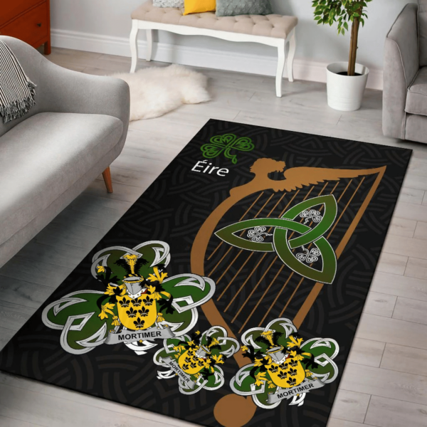 Ireland Area Rug - Mortimer Family Crest Area Rug - Harp And Shamrock - Image 2