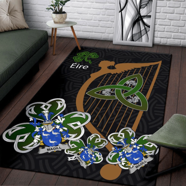 Ireland Area Rug - Magill Family Crest Area Rug - Harp And Shamrock - Image 3