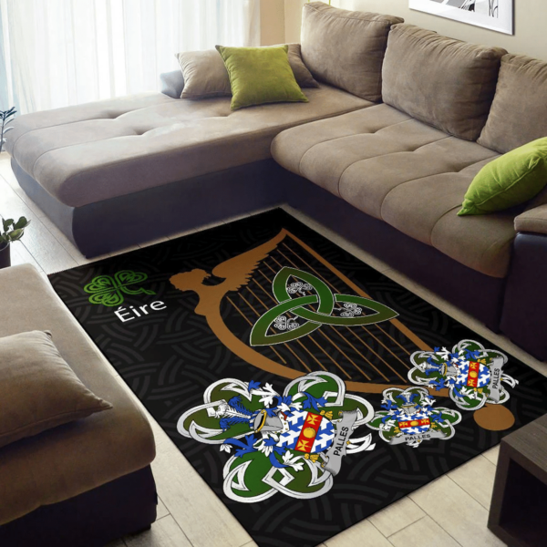 Ireland Area Rug - Palles Family Crest Area Rug - Harp And Shamrock