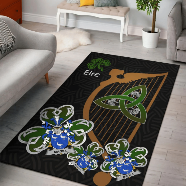 Ireland Area Rug - Magill Family Crest Area Rug - Harp And Shamrock - Image 2