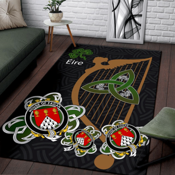 Ireland Area Rug - House of FAGAN Family Crest Area Rug - Harp And Shamrock - Image 3