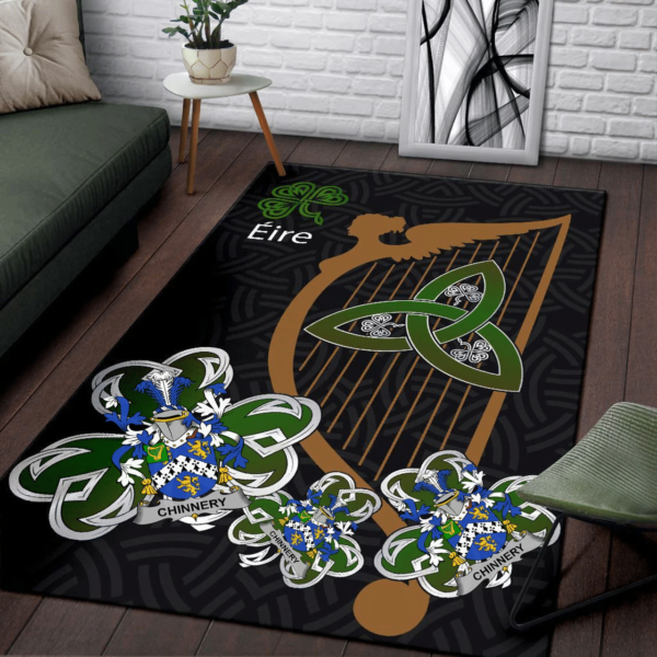 Ireland Area Rug - Chinnery Family Crest Area Rug - Harp And Shamrock - Image 3