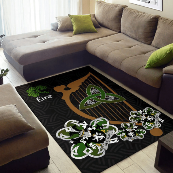 Ireland Area Rug - Westropp Family Crest Area Rug - Harp And Shamrock