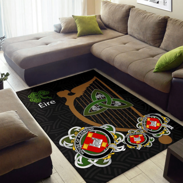 Ireland Area Rug - House of REDMOND Family Crest Area Rug - Harp And Shamrock