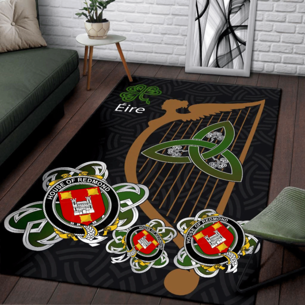 Ireland Area Rug - House of REDMOND Family Crest Area Rug - Harp And Shamrock - Image 3