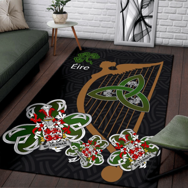 Ireland Area Rug - McTiernan or Kiernan Family Crest Area Rug - Harp And Shamrock - Image 3