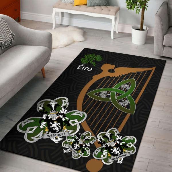 Ireland Area Rug - Westropp Family Crest Area Rug - Harp And Shamrock - Image 2