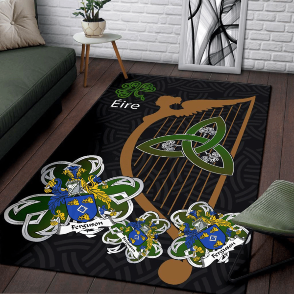 Ireland Area Rug - Ferguson Family Crest Area Rug - Harp And Shamrock - Image 3