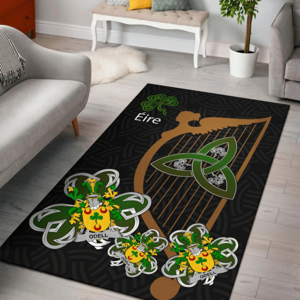 Ireland Area Rug - Odell Family Crest Area Rug - Harp And Shamrock - Image 2