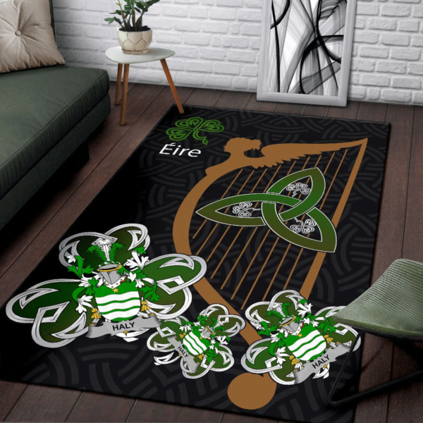 Ireland Area Rug - Haly Family Crest Area Rug - Harp And Shamrock - Image 3