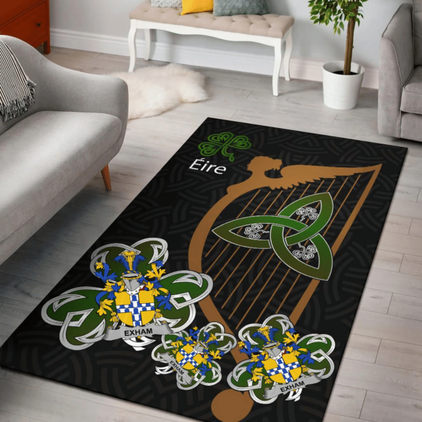 Ireland Area Rug - Exham Family Crest Area Rug - Harp And Shamrock - Image 2