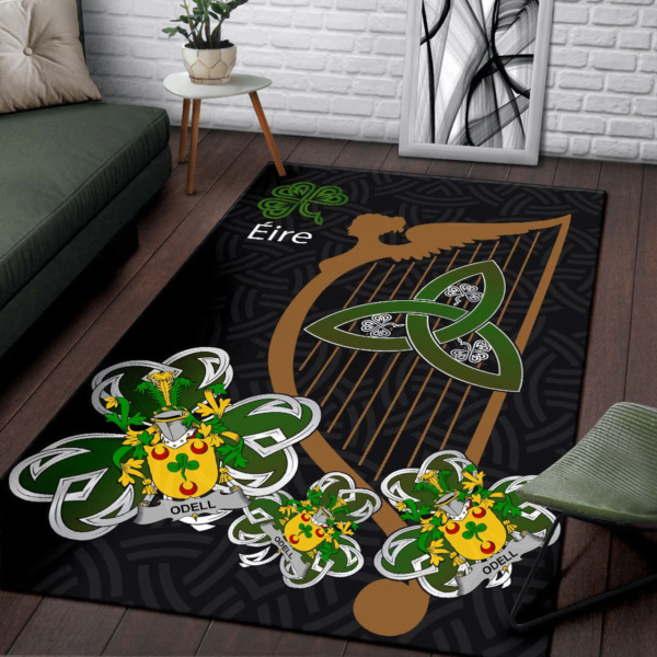 Ireland Area Rug - Odell Family Crest Area Rug - Harp And Shamrock - Image 3