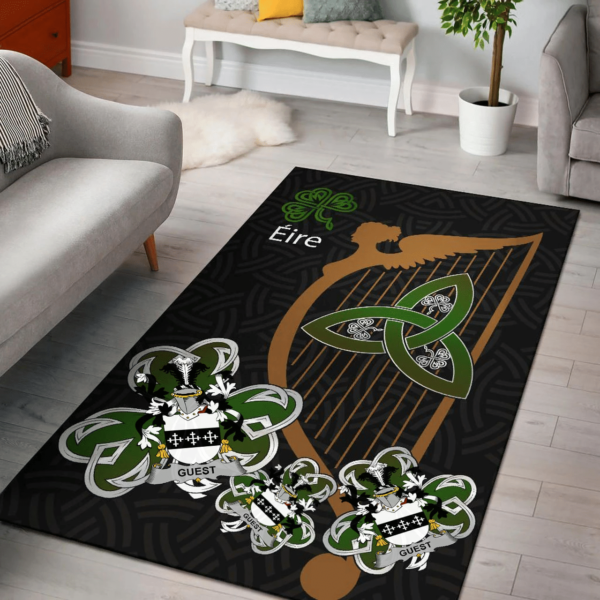 Ireland Area Rug - Guest Family Crest Area Rug - Harp And Shamrock - Image 2