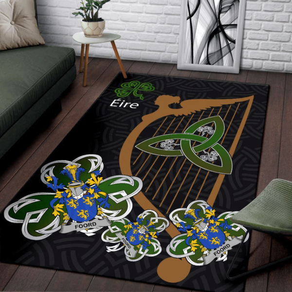 Ireland Area Rug - Foord Family Crest Area Rug - Harp And Shamrock - Image 3