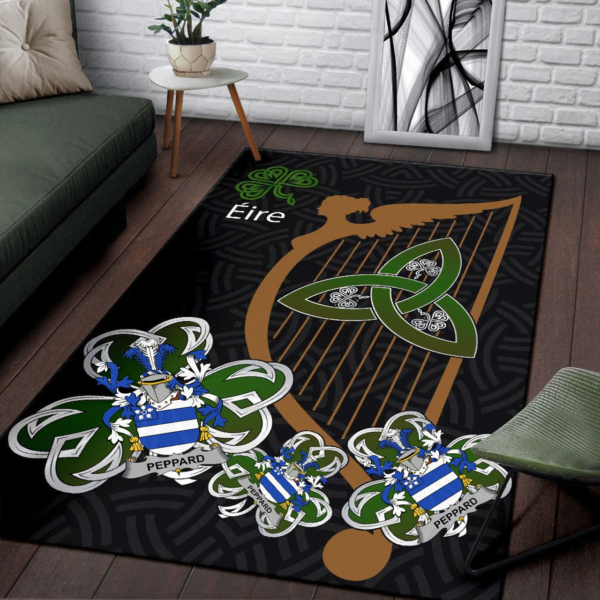 Ireland Area Rug - Peppard Family Crest Area Rug - Harp And Shamrock - Image 3