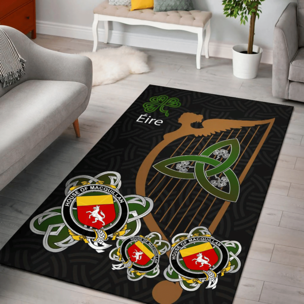 Ireland Area Rug - House of MACQUILLAN Family Crest Area Rug - Harp And Shamrock - Image 2