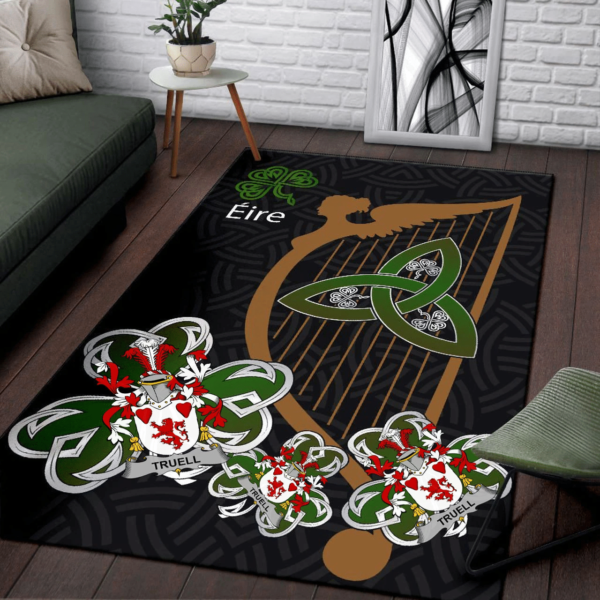 Ireland Area Rug - Truell Family Crest Area Rug - Harp And Shamrock - Image 3