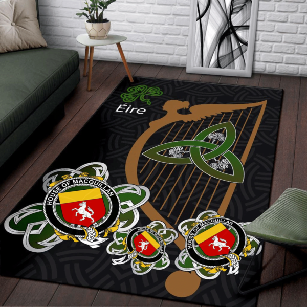 Ireland Area Rug - House of MACQUILLAN Family Crest Area Rug - Harp And Shamrock - Image 3