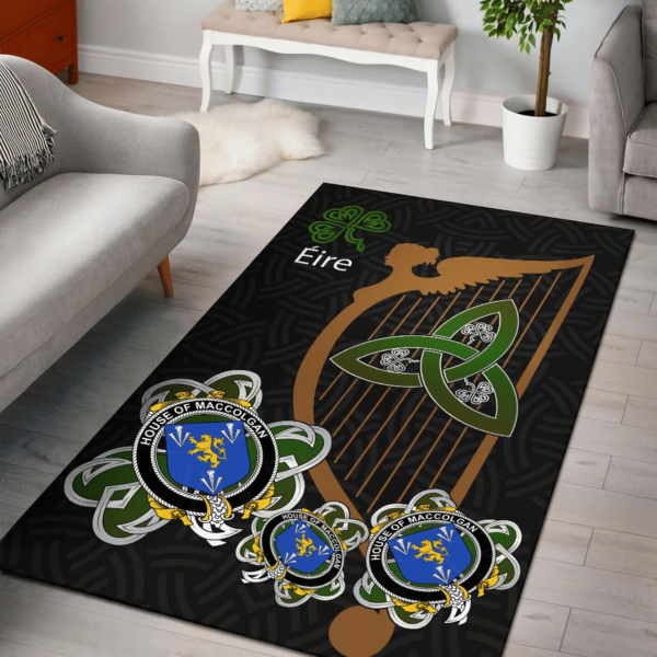 Ireland Area Rug - House of MACCOLGAN Family Crest Area Rug - Harp And Shamrock - Image 2