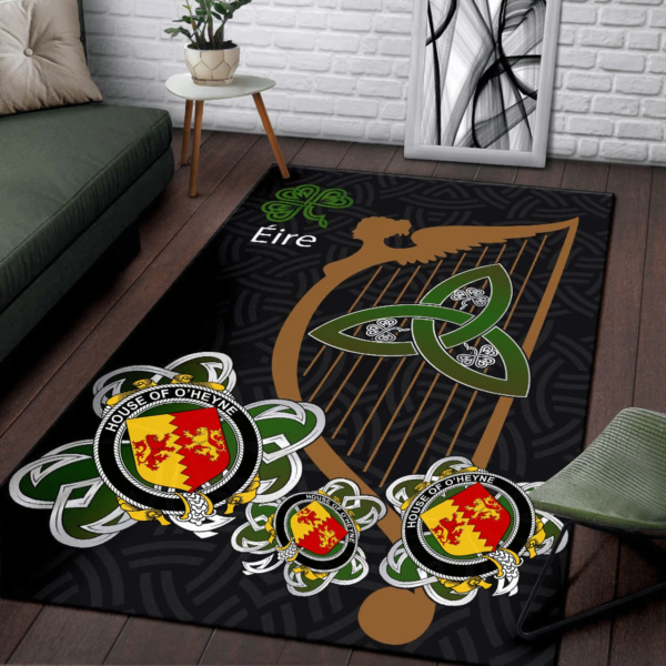 Ireland Area Rug - House of O'HEYNE Family Crest Area Rug - Harp And Shamrock - Image 3