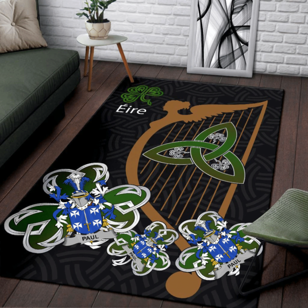 Ireland Area Rug - Paul Family Crest Area Rug - Harp And Shamrock - Image 3